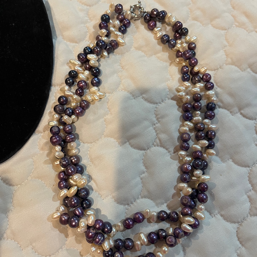 Elegant Pearl And Purple Bead Necklace From Maui Hawaii Beautiful Piece
